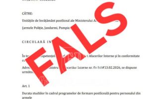 MAI avertizează: documente false despre modificarea duratei studiilor la şcolile de poliţie circulă pe internet