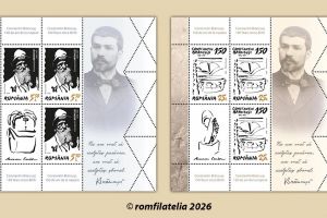 Constantin Brâncuşi, omagiat printr-o emisiune de mărci poştale, de către ROMFILATELIA şi Poşta Română