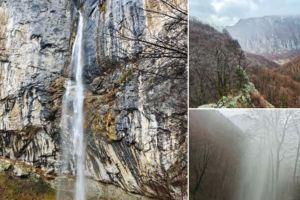 FOTO. Cascada Vânturătoarea, spectacolul naturii din Banatul Montan