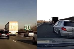 Maşină cu numere de Sibiu, pericol public pe autostradă: a fost alertată poliţia / video