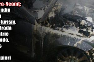 Piatra-Neamţ: incendiu la un autoturism, pe strada Dimitrie Leonida, stins de pompieri