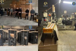 FOTO/VIDEO. Fabrică ilegală de ţigări descoperită de DIICOT: tone de tutun şi sute de baxuri confiscate!