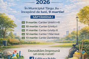 Luna Curăţeniei începe pe 9 martie la Târgu Jiu. Primele cartiere vizate