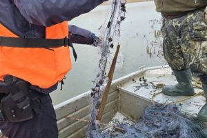 FOTO: Zeci de plase ilegale scoase din Barajul Călimăneşti, într-o acţiune împotriva braconajului piscicol