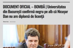 DOCUMENTE EXPLOZIVE: Universitatea din Bucureşti confirmă că nu i-a emis diplomă de licenţă lui Nicuşor Dan. Întrebarea momentului: cum a ajuns la doctorat în Franţa?