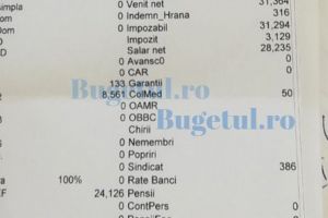 Cum arată fluturaşul de salariu, viralizat pe reţelele de socializare şi care arată că un medic a încasat un salariu net de 30.000 de lei, fără gărzi