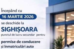 Înmatriculări şi permise la Sighişoara, punct de lucru deschis de luni