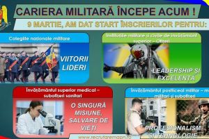 Centrul Militar Judeţean: Se fac înscrieri pentru instituţiile de învăţământ