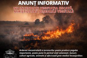 Incendierea vegetaţiei uscate, a miriştilor şi a deşeurilor vegetale este strict interzisă