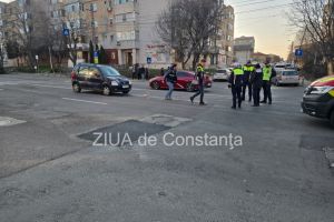 FOTO. Pieton ranit intr-un accident rutier la intersectia strazilor Soveja si Izvor din Constanta  