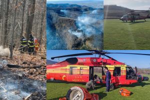 FOTO/VIDEO. Incendiile uriaşe din Racşa au fost stinse! Pompierii s-au luptat o zi întreagă cu flăcările. A intervenit şi elicopterul Black Hawk