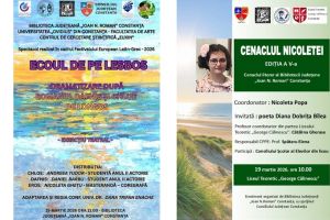 Pe 19 martie: Dublu eveniment la Biblioteca Judeteana Ioan N. Roman Constanta. Despre ce este vorba