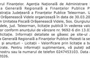 ANUNȚ – LICITAȚII
