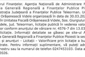 ANUNȚ – LICITAȚII