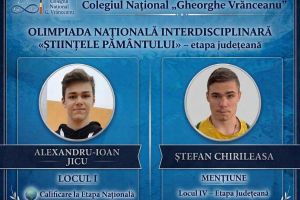 Premiu I şi calificare la etapa naţională pentru un elev al Colegiului „Gheorghe Vrănceanu”