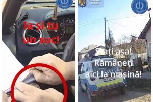 „Ia şi tu un suc!”. Momentul în care un şofer prins cu viteză a încercat să mituiască un poliţist, surprins pe body-cam (VIDEO)