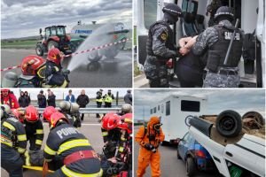 Accident cu o maşină a Penitenciarului Oradea, pe Autostrada Transilvania. Scenariu cu explozie şi victime multiple, în cadrul unui exerciţiu al ISU (FOTO/VIDEO)