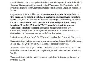 ANUNȚ LICITAȚIE PUBLICĂ