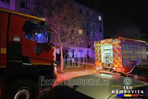TÂRGOVIȘTE: Patru persoane rănite într-un incendiu produs la un apartament strada Avram Iancu