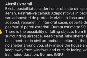 Un nou mesaj RO-Alert pentru locuitorii din nordul judetului Tulcea