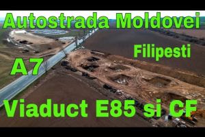 Autostrada Moldovei A7: Viaductul uriaş de la Filipeşti prinde contur peste E85 şi calea ferată