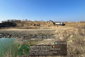 ABA Siret: exploatare ilegală de agregate descoperită în terasa râului Siret, la Buhoci