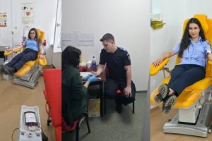 Mai mulţi jandarmi din Olt au donat sânge pentru pacienţii aflaţi în situaţii dificile/ FOTO