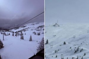 FOTO. Surpriză la final de martie. Zăpadă proaspătă şi pârtii deschise pe Muntele Mic