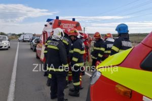 Accident pe DN22!  Autoturism rasturnat in dreptul localitatii Sibioara, judetul Constanta 