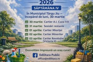 Curăţenia de primăvară continuă în Târgu Jiu. Unde se intervine de luni