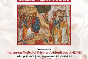 Procesiune de Florii pe străzile Bistriţei, urmată de slujbă la Biserica de la Coroana