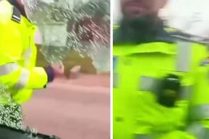 VIDEO. Intervenţie în forţă în trafic, în ţară: poliţiştii au spart geamul unei maşini şi au încătuşat un şofer fără permis