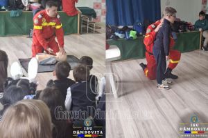Micuţii târgovişteni învaţă să salveze vieţi: Activitate educativă coordonată de ISU „Basarab I” la Școala Gimnazială nr. 2