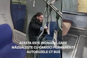 Buza interlopul, un individ care vandalizeaza autobuzele, este cautat de CT Bus (VIDEO) 