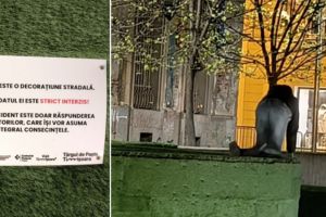 VIDEO. Reminder pentru părinţi: decoraţiunile de Paşte din Timişoara nu sunt tobogane sau ziduri de căţărare!