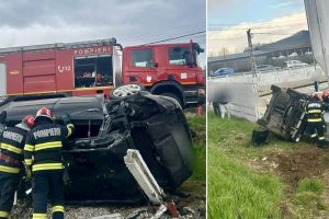 Ultima oră! Maşină răsturnată în Argeş. O persoană asistată medical