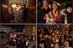 „Veniţi de luaţi lumină”: Peste 3.000 de credincioşi au celebrat Învierea la mănăstirea Sfintei Cruci din Oradea (FOTO)
