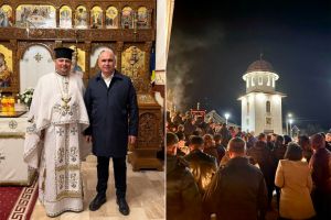 Premierul Ilie Bolojan a mers la slujba de Înviere la o biserică din Sânmartin (FOTO)
