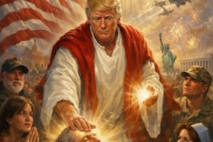 Donald Trump a publicat o imagine realizată cu IA în care apare pe post de vindecător, precum Isus Hristos (FOTO)