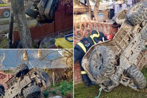 Argeş: ATV făcut zob într-un gard! Nu are permis şi a refuzat probele biologice