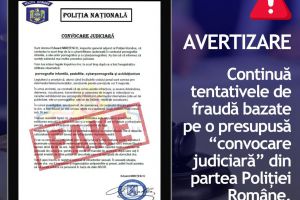 Presupuse “convocări judiciare” în numele Poliţiei Române – tentative de fraudă