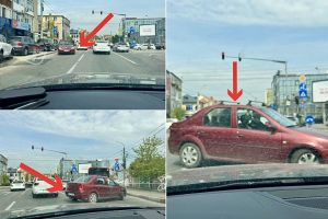 Tupeu fantastic în centrul Piteştiului! Manevră periculoasă la semafor