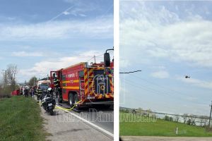 Accident grav în Dragomireşti: Femeie resuscitată şi preluată de elicopterul SMURD