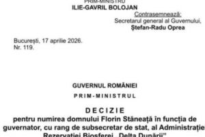 Schimbarea la vârful Administraţia Rezervaţiei Biosferei Delta Dunării a fost oficializată.