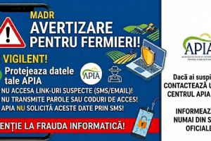 MADR avertizeaza fermierii! Nu accesati link-uri suspecte si nu transmiteti datele de autentificare pentru conturile APIA 