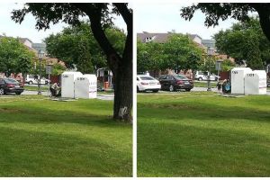 FOTO ȘTIREA TA: Containerele Caritas din Alba Iulia, prădate din nou, în plină zi