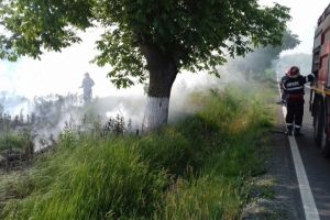 Alerta la pompieri. Un incendiu a izbucnit in apropiere de gara Zebil, pe DN 22 Tulcea - Constanta 