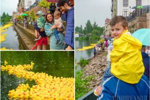 Cursa Răţuştelor, pe ploaie, la Oradea: 10.000 de răţuşte au colorat Crişul Repede de Ziua Copilului (FOTO/VIDEO)