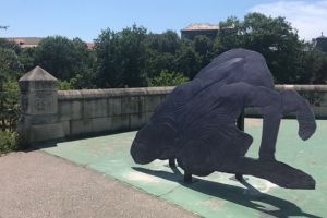 Opera de arta care a aparut din neant in mijlocul unui trotuar pe un pod din Timisoara