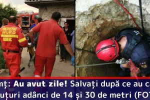 Neamţ: Au avut zile! Salvaţi de pompieri după ce au căzut în puţuri adânci de 14 şi 30 de metri (FOTO)